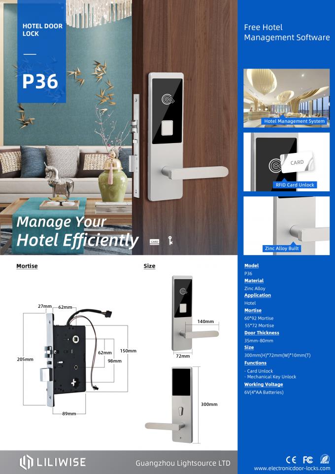 Leitor de cartão chave Hotel Door Locks do furto do RFID/fechamento magnético eletrônico da segurança 0
