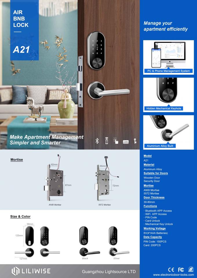 Fechadura da porta rachada da senha de Digitas do roubo do acesso de WiFi Bluetooth das fechaduras da porta do apartamento anti para Airbnb 0