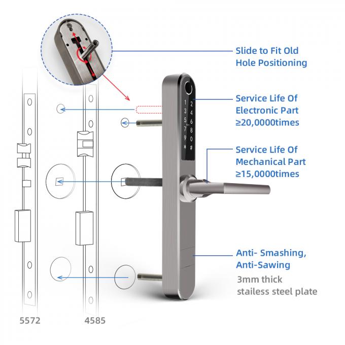 Controlo a distância magro de Wifi Bluetooth da fechadura da porta esperta de aço inoxidável da impressão digital 1