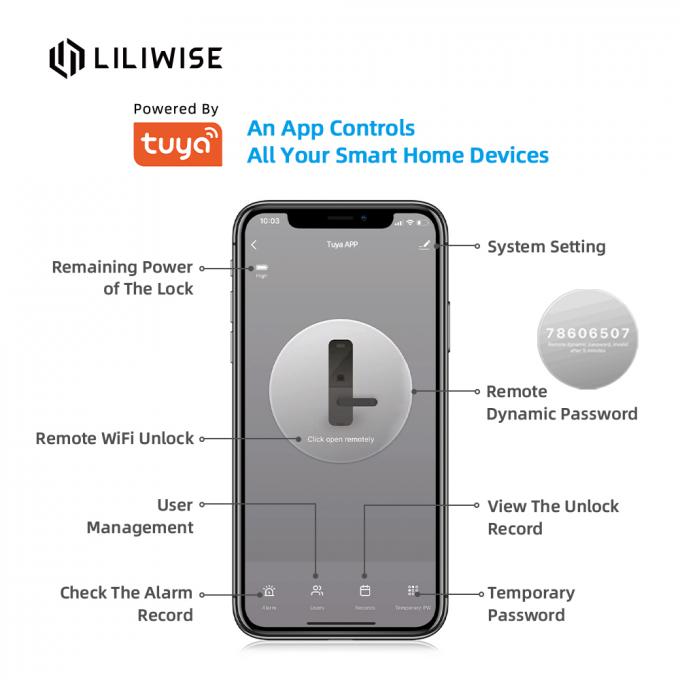 Do puxador da porta biométrico da impressão digital da fechadura da porta de Bluetooth do App de Tuya WiFi fechadura da porta esperta Keyless de Digitas 1