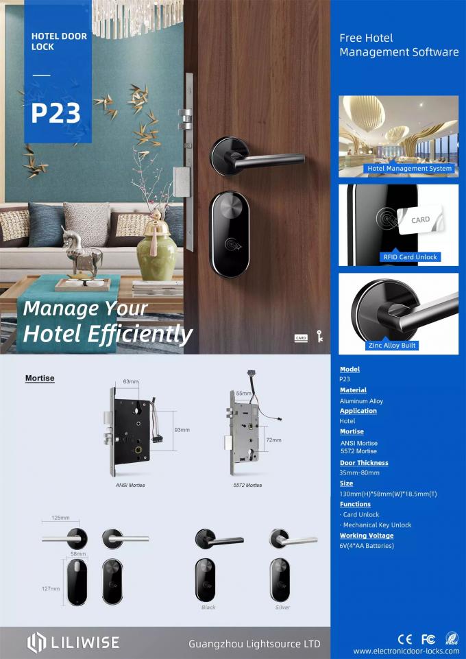 Leitor de cartão chave esperto Security Electronic Room do furto das fechaduras da porta do hotel do RFID 0