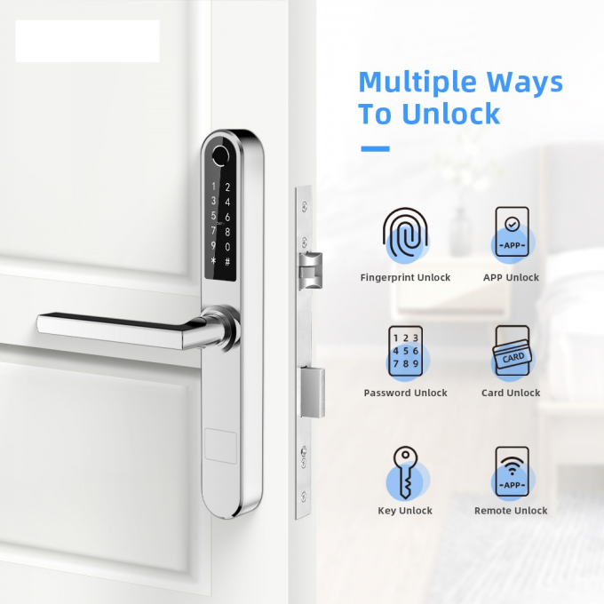 Da impressão digital Ultrathin esperta de alumínio de Bluetooth da fechadura da porta da porta deslizante do balanço chave mecânica 0