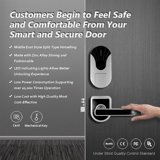 Fechaduras da porta seguras super do hotel de Rfid, fechadura da porta feita sob encomenda 280mm * 80mm de Smart Card 2