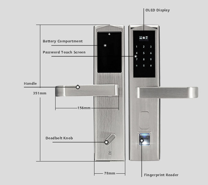 Fechaduras da porta eletrônicas biométricas de aço inoxidável com senha dinâmica do APP 2
