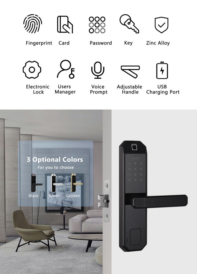 Fechadura da porta elétrica da impressão digital do hotel com a tela da senha do toque 1