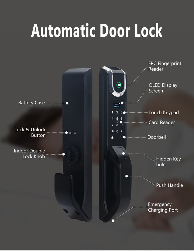 A fechadura da porta automática da impressão digital biométrica da segurança com entalha um encaixe no FCC de RoHs do CE 0
