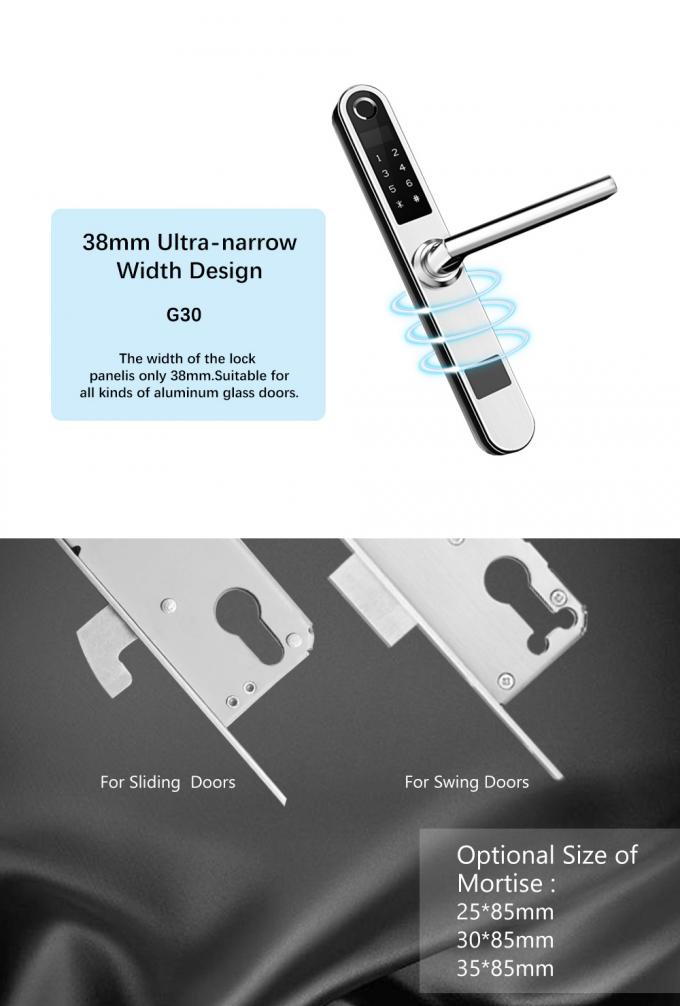 Fechadura da porta esperta da varredura do dedo da senha do cartão da forma RFID/fechadura da porta de vidro de alumínio do balanço 1