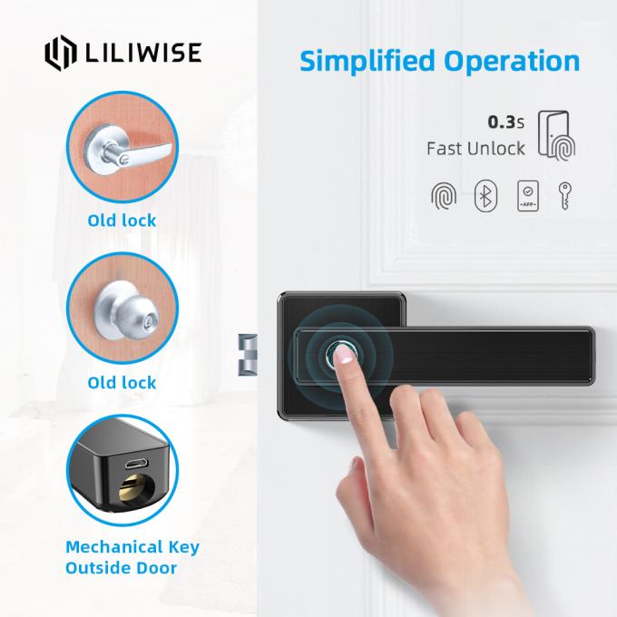 Segurança alta biométrica de WiFi Bluetooth APP da fechadura da porta da impressão digital de Liliwise 0