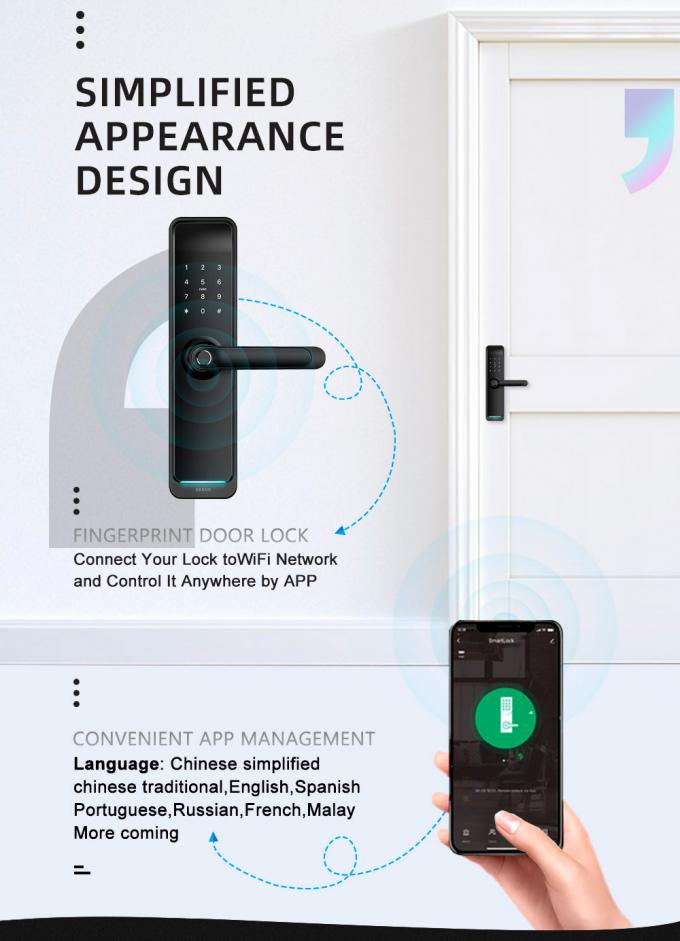 Fechadura da porta esperta da impressão digital do fechamento do inteligente da fechadura da porta do App de Tuya WiFi