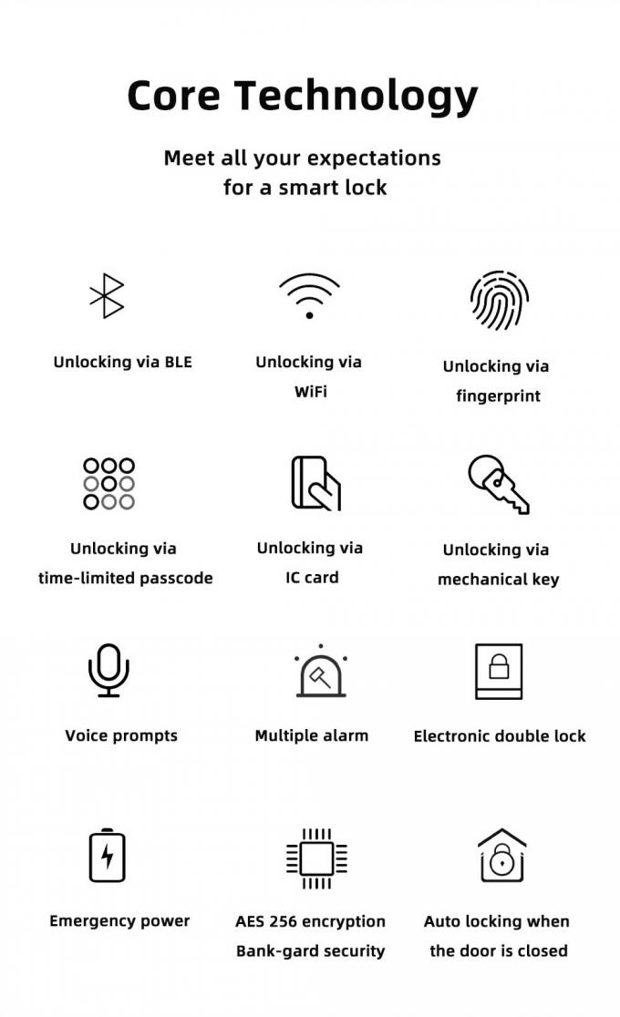 Impressão digital esperta feita sob encomenda do código de cartão da fechadura da porta de Wifi Digital 1