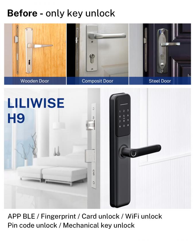 Fechaduras da porta impermeáveis da impressão digital Digital da fechadura da porta elétrica de Tuya WiFi Smart 4