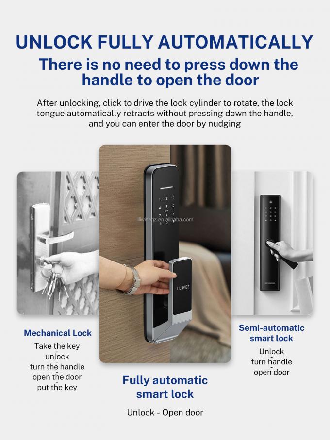 Liliwise Security Digital Doorbell Tuya Wifi Smart Fingerprint Lock Face Recognition Camera Porta fechada Controle de acesso 4