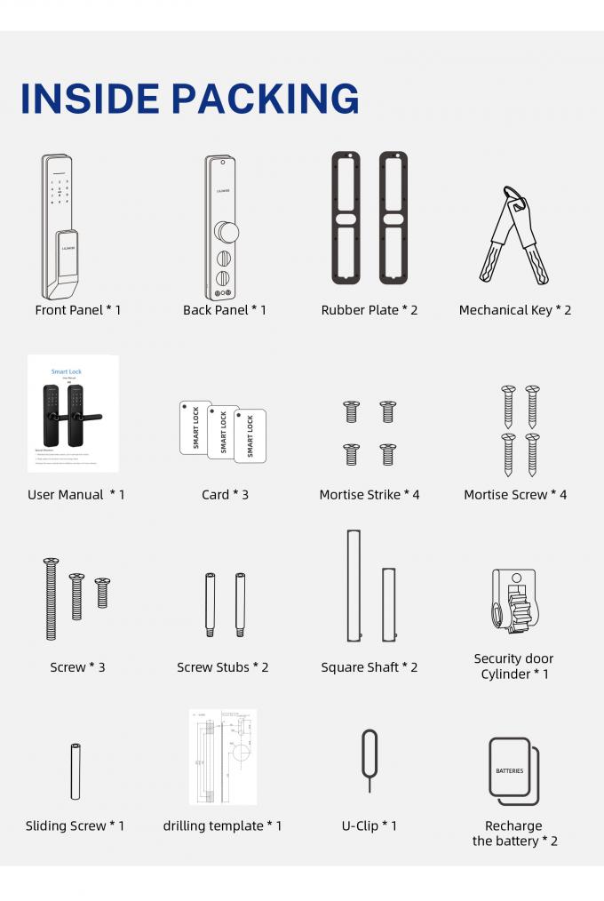 Liliwise Security Digital Doorbell Tuya Wifi Smart Fingerprint Lock Face Recognition Camera Porta fechada Controle de acesso 34