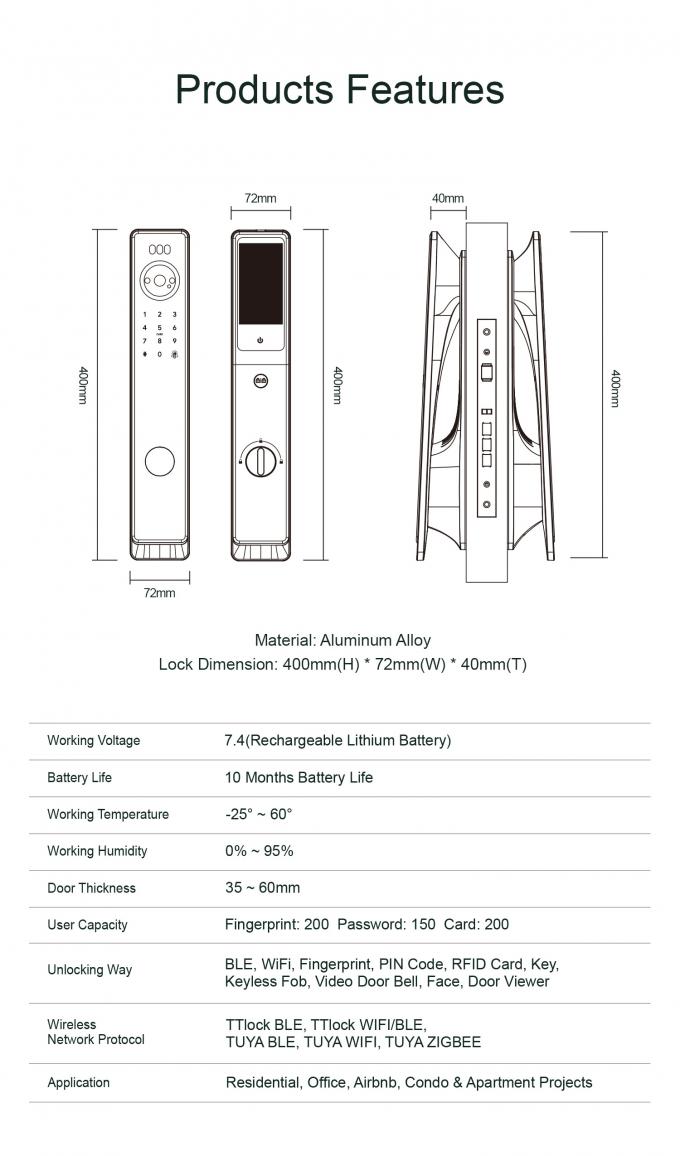 Liliwise Fechadura Digital Tuya Inteligente Cerradura Wifi Seguran&ccedil;a Sem fio Senha Sem Chave Fechaduras Inteligentes Com C&acirc;mera 18