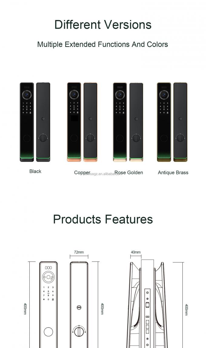 Liliwise Autom&aacute;tico Imperme&aacute;vel Eletr&ocirc;nico Smart Lock C&acirc;mera Tuya Ttlock impress&atilde;o digital digital 3D Face Recognition Smart Door Lock 16