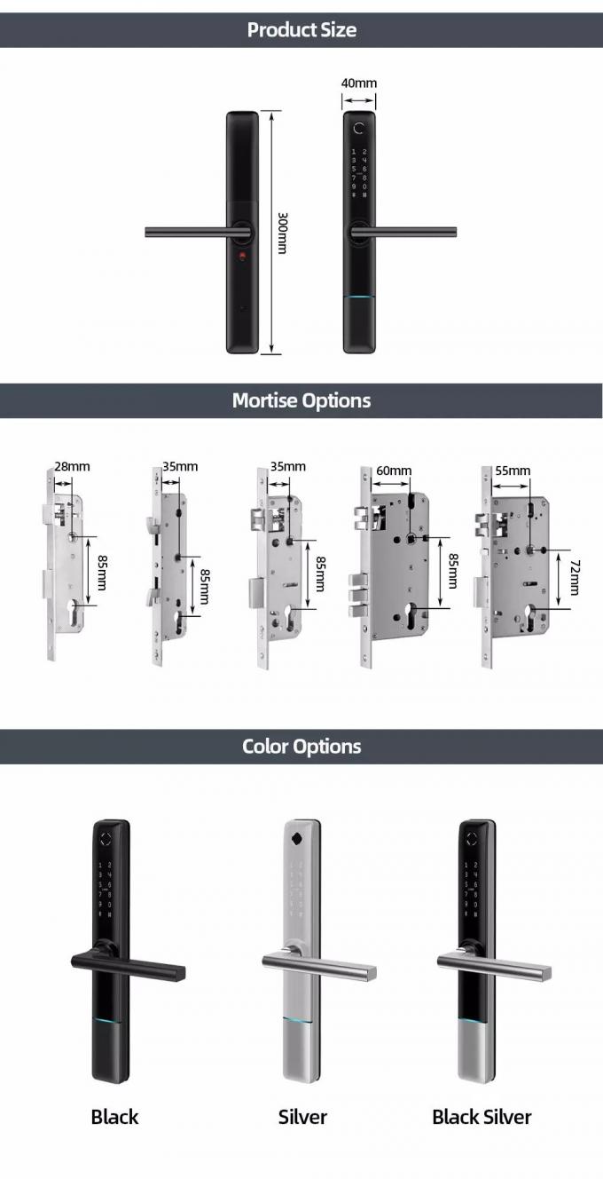 Liliwise Tuya APP &agrave; prova d'&aacute;gua WiFi BLE impress&atilde;o digital Smart Lock Slim Door Lock para perfil estreito Portas de alum&iacute;nio Portas de madeira 5
