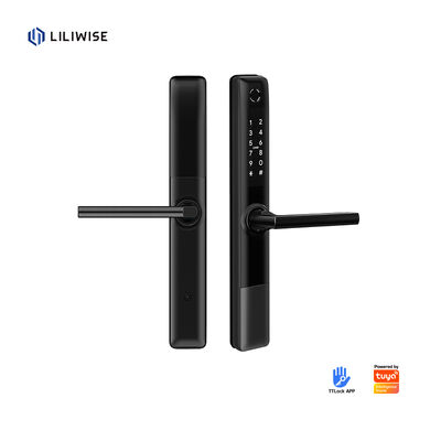 Liliwise Tuya APP à prova d'água WiFi BLE impressão digital Smart Lock Slim Door Lock para perfil estreito Portas de alumínio Portas de madeira
