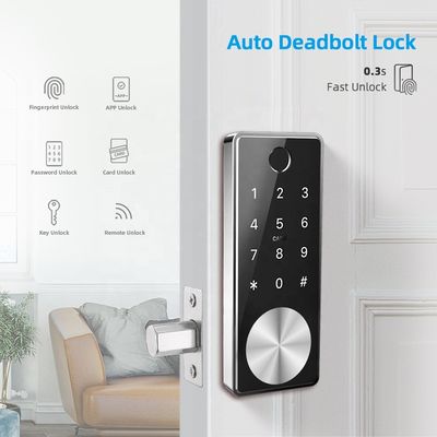 6V impressão digital eletrônica Front Door Lock Silver Color liga de zinco para Airbnb