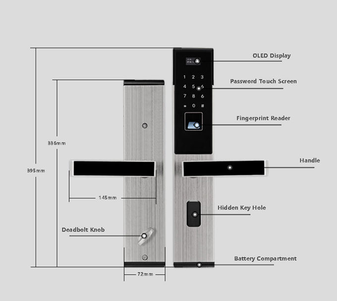 Simples inteligente da alta segurança esperta inoxidável da fechadura da porta do código para o apartamento 3