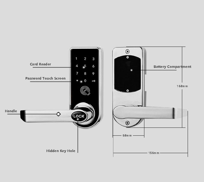 Peso leve da fechadura da porta de Bluetooth do cartão da impressão digital 168mm * 68mm para casas 2