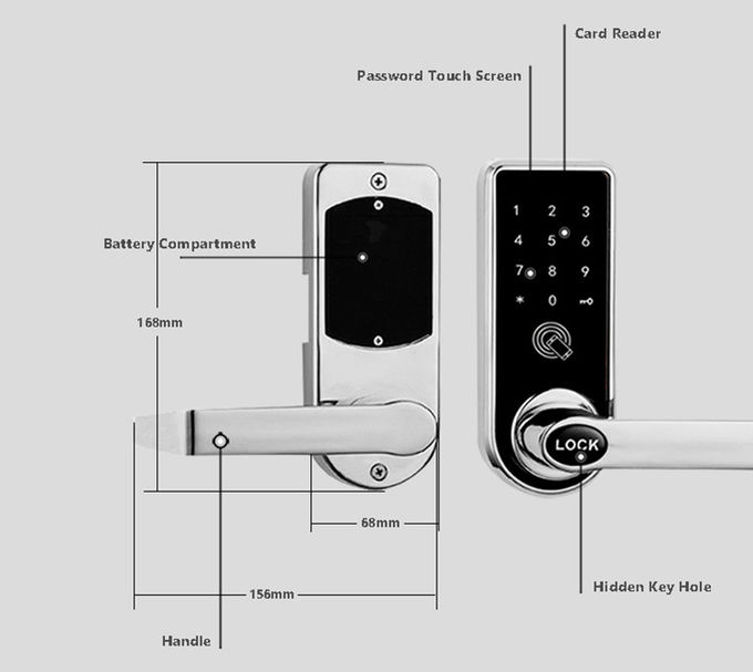 Fechadura da porta liga de zinco de Bluetooth do App para 168mm * 68mm residenciais home 2