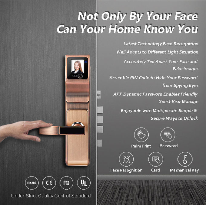 Cartão inteligente de IC do apoio da fechadura da porta do reconhecimento de cara para a casa ou o escritório 0