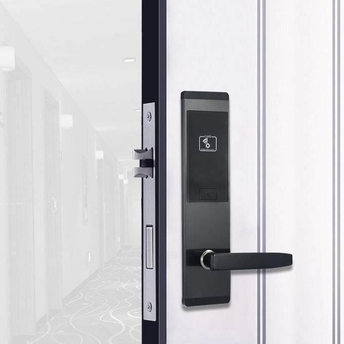 As fechaduras da porta pretas ligas de zinco do cartão chave do hotel com ANSI entalham um encaixe no tipo de cartão MF1 1